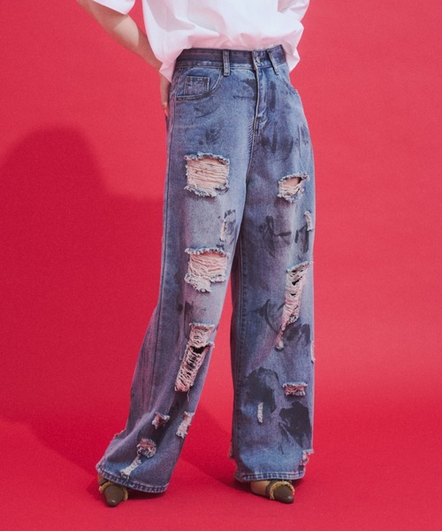 GAB GAB(ガブガブ)の「Distressed Baggy Denim/ダメージバギーデニム(デニムパンツ・レディース・ブルー・MEDIUM/SMALL)」の10枚目の写真