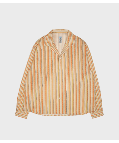MMOGARDEN(エメモガーデン)の「crayon stripe shirts (2colors)(シャツ/ブラウス・メンズ・ブルー/オレンジ・1/3)」の3枚目の写真