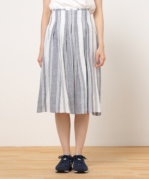 Spick & Span(スピックアンドスパン)の「【O'NEIL OF DUBLIN】ストライプソフトプリーツスカート◆(スカート・レディース・ネイビー/ブラウン/グリーン・MEDIUM/SMALL/X-SMALL)」の5枚目の写真