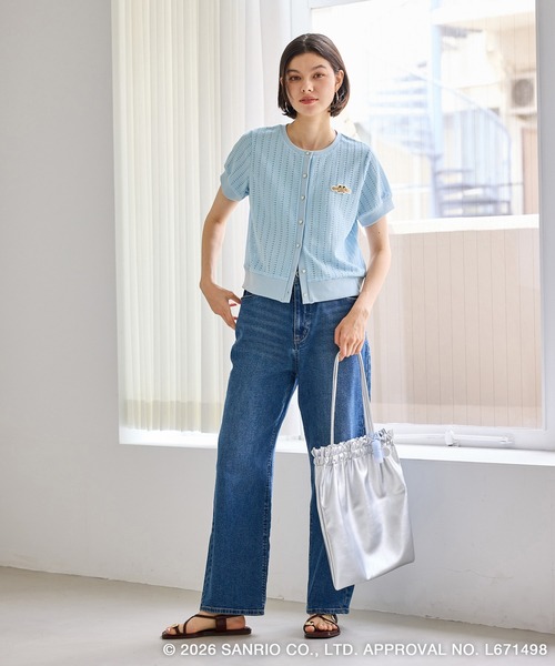 ハローキティコラボ(ハローキティコラボ)の「【サンリオキャラクターズ×ROPE' PICNIC】透かしカットソーカーディガン/リンクコーデ(カーディガン/ボレロ・レディース・ブルー系その他4/ホワイト系その他/イエロー・FREE)」の11枚目の写真