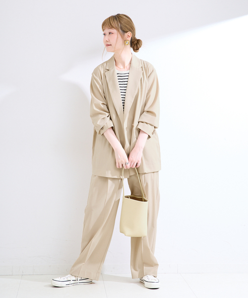 B.C STOCK（ベーセーストック）の「手洗い可 / 接触冷感 / UVケア / SUUSUU ジャケット（テーラードジャケット・レディース・ベージュ/ブラック・FREE）」の5枚目の写真