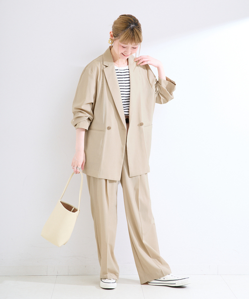B.C STOCK（ベーセーストック）の「手洗い可 / 接触冷感 / UVケア / SUUSUU ジャケット（テーラードジャケット・レディース・ベージュ/ブラック・FREE）」の6枚目の写真