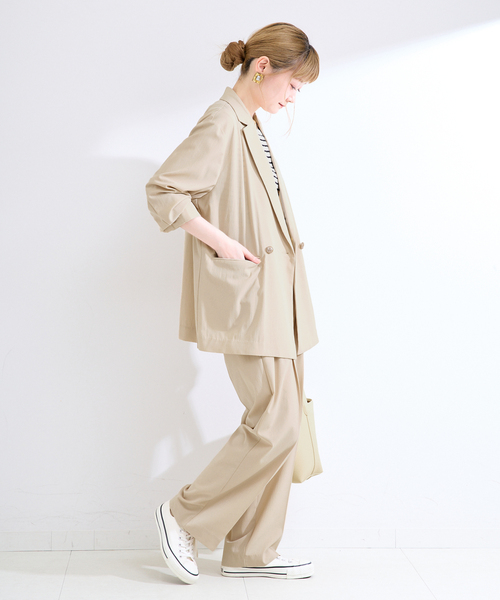 B.C STOCK（ベーセーストック）の「手洗い可 / 接触冷感 / UVケア / SUUSUU ジャケット（テーラードジャケット・レディース・ベージュ/ブラック・FREE）」の7枚目の写真
