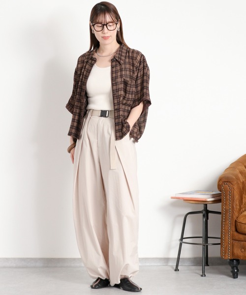 cepo(セポ)の「〈セットアップ対応〉シアープリーツチェックシャツ(シャツ/ブラウス・レディース・ブラック系その他/ブラウン系その他・M)」の7枚目の写真