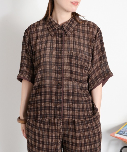 cepo(セポ)の「〈セットアップ対応〉シアープリーツチェックシャツ(シャツ/ブラウス・レディース・ブラック系その他/ブラウン系その他・M)」の19枚目の写真