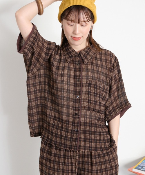 cepo(セポ)の「〈セットアップ対応〉シアープリーツチェックシャツ(シャツ/ブラウス・レディース・ブラック系その他/ブラウン系その他・M)」の20枚目の写真