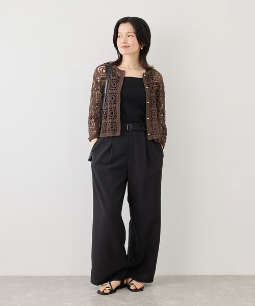 ROPE' PICNIC(ロペピクニック)の「スクエアネックニットタンク/UVカット・接触冷感・イージーケア(タンクトップ・レディース・ブラック/キャメル/キナリ/ブラウン系その他・FREE)」の15枚目の写真