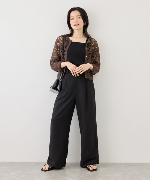 ROPE' PICNIC(ロペピクニック)の「スクエアネックニットタンク/UVカット・接触冷感・イージーケア(タンクトップ・レディース・ブラック/キャメル/キナリ/ブラウン系その他・FREE)」の14枚目の写真
