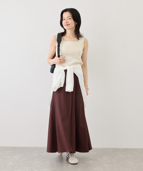 ROPE' PICNIC(ロペピクニック)の「スクエアネックニットタンク/UVカット・接触冷感・イージーケア(タンクトップ・レディース・ブラック/キャメル/キナリ/ブラウン系その他・FREE)」の8枚目の写真