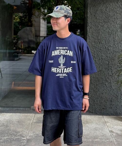 CARGOBROS（カーゴブロス）の「(ビッグサイズ) ヘリテージカクタスグラフィック半袖Tシャツ (ネイビー)（Tシャツ/カットソー・メンズ・その他・FREE）」の9枚目の写真