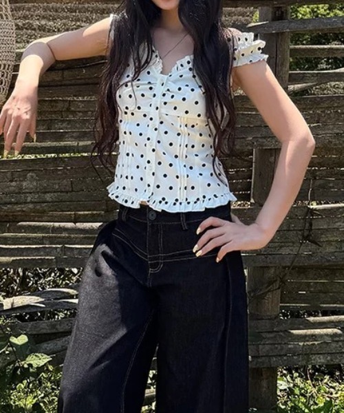 FLINEA（フリネア）の「フリルドット柄ブラウス（シャツ/ブラウス・レディース・ホワイト・FREE）」の5枚目の写真