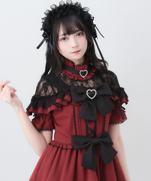 DearMyLove（ディアマイラブ）の「レースアップフリルリボンワンピース（ワンピース・レディース・ボルドー/チェック/ベビーピンク・MEDIUM/3L/LARGE）」の6枚目の写真