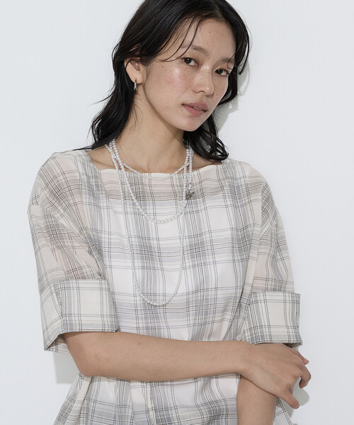 COMME CA(コムサ)の「〔 Sサイズ 〕 モノトーンシアーチェック ブラウス(シャツ/ブラウス・レディース・オフホワイト・5号)」の7枚目の写真