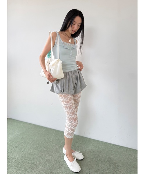 Didot.showroom（ディドット ショールーム）の「ミディ丈フラワーレースレギンス（レギンス/スパッツ・レディース・グレー/アイボリー・FREE）」の8枚目の写真
