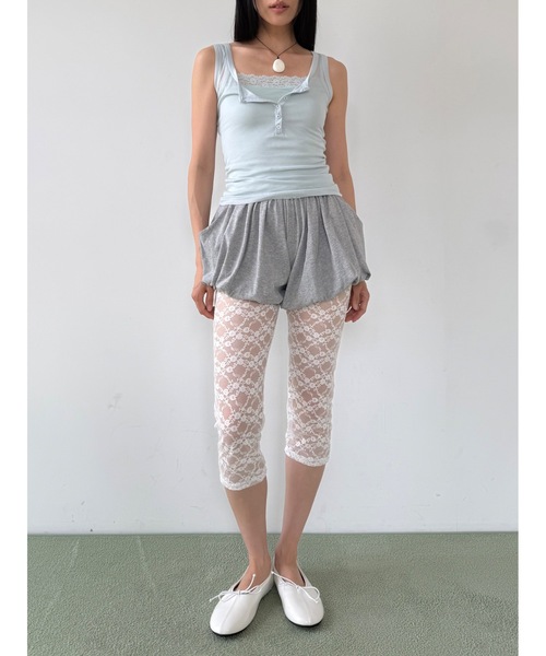 Didot.showroom（ディドット ショールーム）の「ミディ丈フラワーレースレギンス（レギンス/スパッツ・レディース・グレー/アイボリー・FREE）」の9枚目の写真