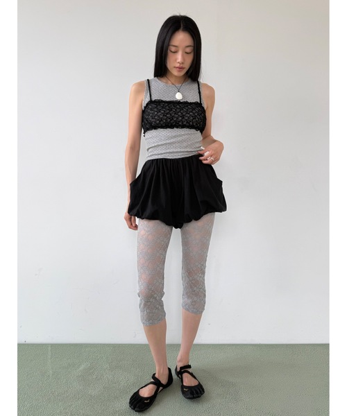 Didot.showroom（ディドット ショールーム）の「ミディ丈フラワーレースレギンス（レギンス/スパッツ・レディース・グレー/アイボリー・FREE）」の6枚目の写真