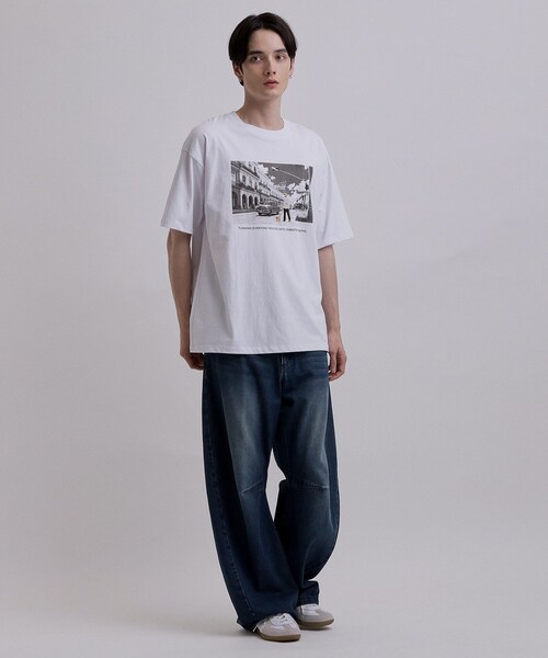 tk.TAKEO KIKUCHI(ティーケータケオキクチ)の「フォト&刺繍Tシャツ(Tシャツ/カットソー・メンズ・ホワイト/グリーン系/ライトグレー・02/04/03)」の5枚目の写真