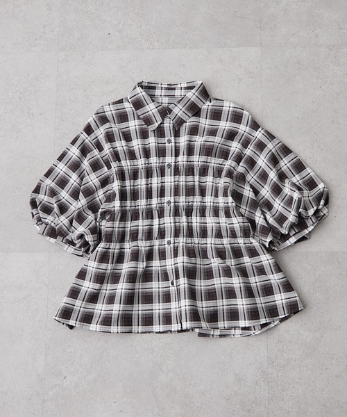 Another Branch olive des olive(アナザーブランチオリーブデオリーブ)の「シャーリングパフスリーブブラウス(シャツ/ブラウス・レディース・ブラウン/オフホワイト/その他1/その他2/その他3/その他4/その他5/その他6・FREE)」の5枚目の写真