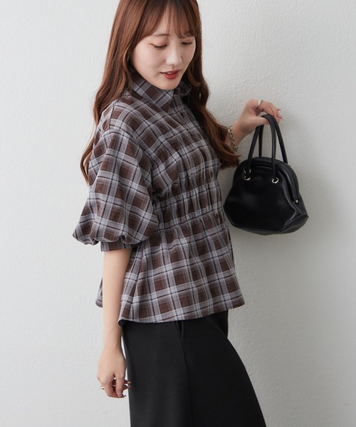 Another Branch olive des olive(アナザーブランチオリーブデオリーブ)の「シャーリングパフスリーブブラウス(シャツ/ブラウス・レディース・ブラウン/オフホワイト/その他1/その他2/その他3/その他4/その他5/その他6・FREE)」の11枚目の写真