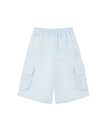 DEINET STRIPE BERMUDA SWEAT PANTS IN LIGHT BLUE