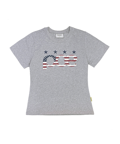 PIECEMAKER(ピースメーカー)の「ピシーイ星条旗ロゴスリムセミクロップTシャツ(ホワイト)(Tシャツ/カットソー・レディース・その他・X-SMALL/SMALL/FREE)」の6枚目の写真