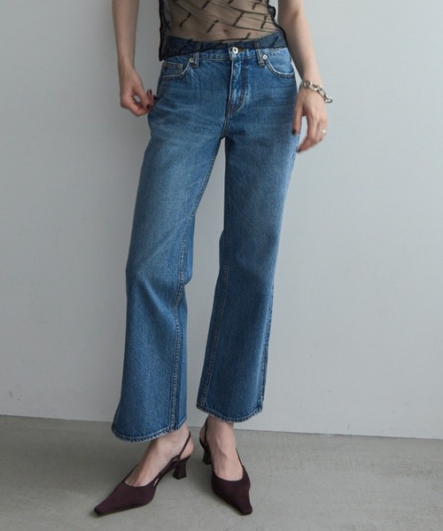 JOSE MOON(ジョゼムーン)の「SLIT LEG DENIM/スリットレッグデニム(デニムパンツ・レディース・ブルー・34/36/38)」の1枚目の写真