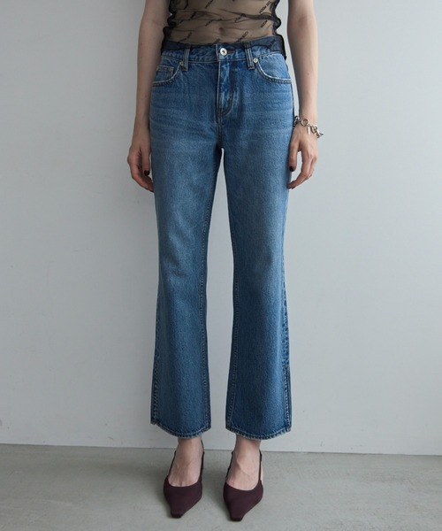 JOSE MOON(ジョゼムーン)の「SLIT LEG DENIM/スリットレッグデニム(デニムパンツ・レディース・ブルー・34/36/38)」の2枚目の写真
