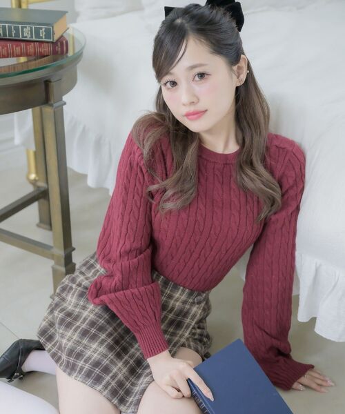 ems excite(エムズエキサイト)の「ラメ混ケーブルNTPO(ニット/セーター・レディース・ダークブルー/レッド系1/ダークグレー/ブラウン・FREE)」の4枚目の写真