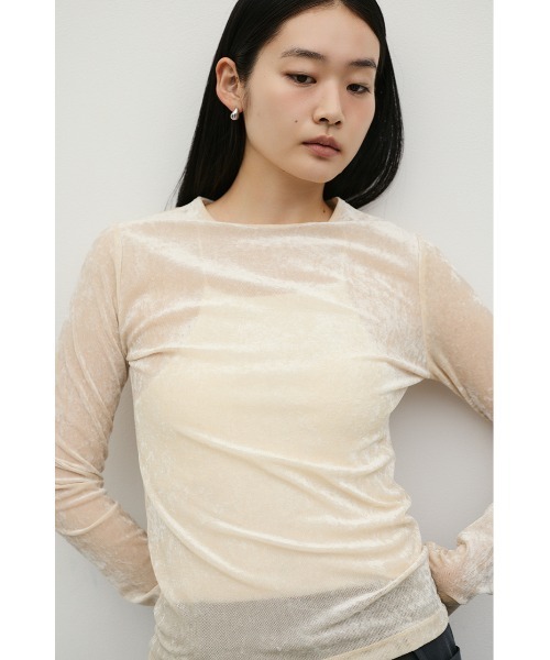 STYLEMIXER(スタイルミキサー)の「クラッシュベロアロンT(Tシャツ/カットソー・レディース・アイボリー/カーキ/ブラウン・FREE)」の14枚目の写真