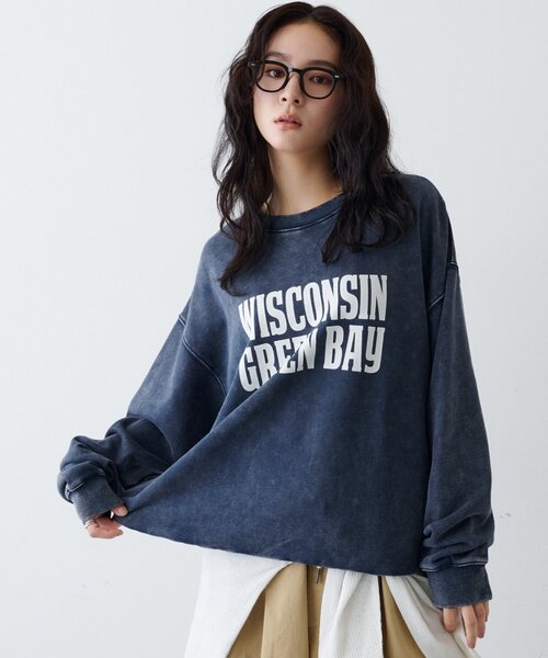 CIAOPANIC TYPY(チャオパニックティピー)の「【ZOZO限定】【UNISEX】アシッドウォッシュ裏毛加工スウェット(スウェット・レディース・ブラック/レッド/ブラウン/グレー/イエロー/サックスブルー/インディゴブルー/ネイビー・MEDIUM/LARGE)」の4枚目の写真