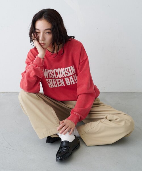CIAOPANIC TYPY(チャオパニックティピー)の「【ZOZO限定】【UNISEX】アシッドウォッシュ裏毛加工スウェット(スウェット・レディース・ブラック/レッド/ブラウン/グレー/イエロー/サックスブルー/インディゴブルー/ネイビー・MEDIUM/LARGE)」の9枚目の写真
