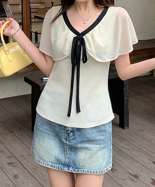 FLINEA(フリネア)の「リボンフェイクレイヤードブラウス(シャツ/ブラウス・レディース・ブラック/ベージュ/ピンク・FREE)」の16枚目の写真