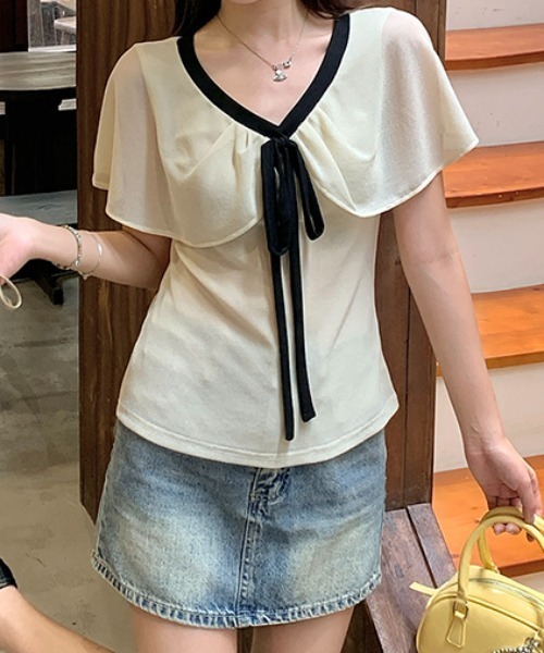 FLINEA(フリネア)の「リボンフェイクレイヤードブラウス(シャツ/ブラウス・レディース・ブラック/ベージュ/ピンク・FREE)」の14枚目の写真