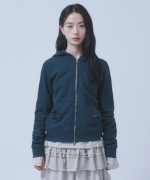 SLIM FIT STITCH HOODED ZIP-UP [TEAL]