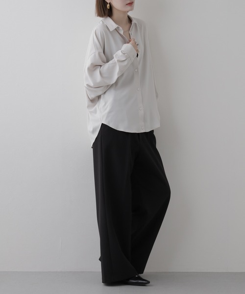 EGLANTINE(エグランティーヌ)の「EGLANTINE ポリエステル無地ブラウス 長袖(シャツ/ブラウス・レディース・グレイッシュベージュ・38)」の9枚目の写真