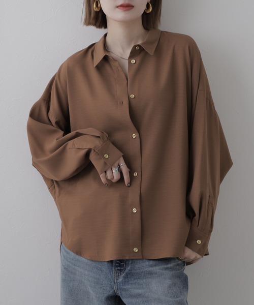 EGLANTINE(エグランティーヌ)の「EGLANTINE ポリエステル無地ブラウス 長袖(シャツ/ブラウス・レディース・グレイッシュベージュ・38)」の11枚目の写真