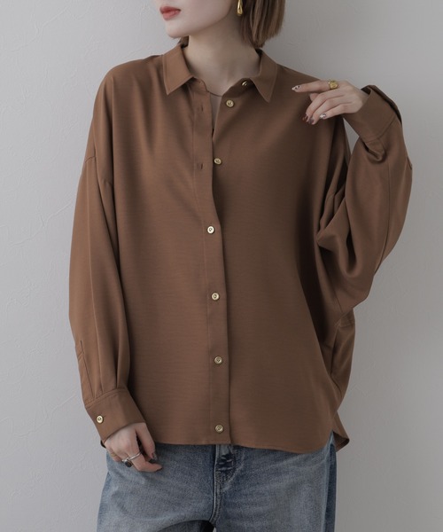 EGLANTINE(エグランティーヌ)の「EGLANTINE ポリエステル無地ブラウス 長袖(シャツ/ブラウス・レディース・グレイッシュベージュ・38)」の12枚目の写真