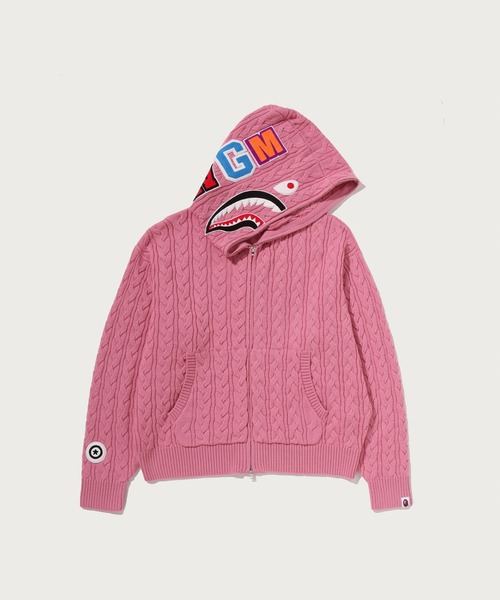 A BATHING APE（アベイシングエイプ）の「CABLE KNIT SHARK RELAXED FIT FULL ZIP HOODIE（ニット/セーター・メンズ・ブラック/ピンク/アイボリー・MEDIUM/SMALL/X-LARGE/LARGE）」の3枚目の写真