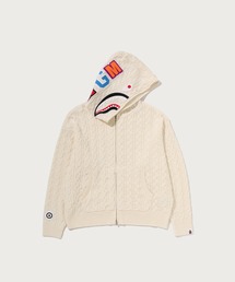 CABLE KNIT SHARK RELAXED FIT FULL ZIP HOODIE