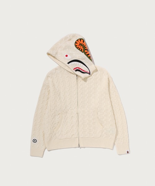 A BATHING APE（アベイシングエイプ）の「CABLE KNIT SHARK RELAXED FIT FULL ZIP HOODIE（ニット/セーター・メンズ・ブラック/ピンク/アイボリー・MEDIUM/SMALL/X-LARGE/LARGE）」の4枚目の写真