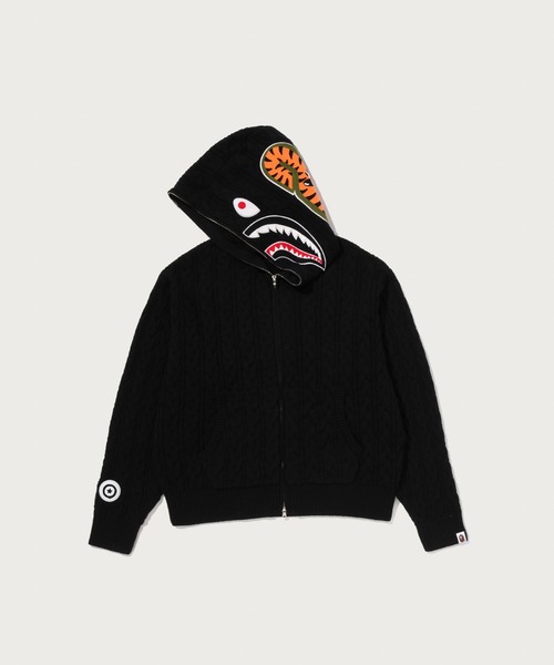 A BATHING APE（アベイシングエイプ）の「CABLE KNIT SHARK RELAXED FIT FULL ZIP HOODIE（ニット/セーター・メンズ・ブラック/ピンク/アイボリー・MEDIUM/SMALL/X-LARGE/LARGE）」の5枚目の写真