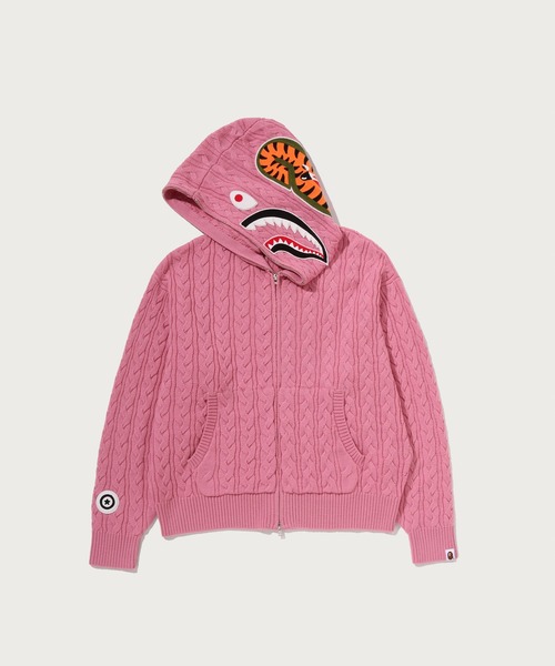 A BATHING APE（アベイシングエイプ）の「CABLE KNIT SHARK RELAXED FIT FULL ZIP HOODIE（ニット/セーター・メンズ・ブラック/ピンク/アイボリー・MEDIUM/SMALL/X-LARGE/LARGE）」の6枚目の写真