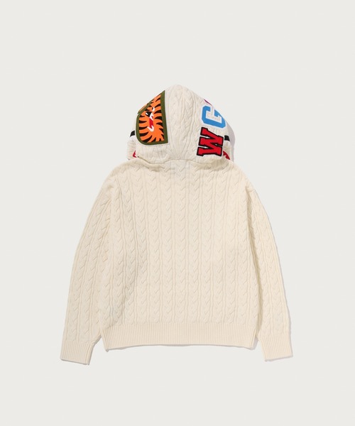 A BATHING APE（アベイシングエイプ）の「CABLE KNIT SHARK RELAXED FIT FULL ZIP HOODIE（ニット/セーター・メンズ・ブラック/ピンク/アイボリー・MEDIUM/SMALL/X-LARGE/LARGE）」の7枚目の写真