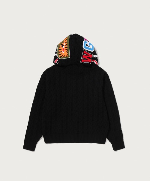 A BATHING APE（アベイシングエイプ）の「CABLE KNIT SHARK RELAXED FIT FULL ZIP HOODIE（ニット/セーター・メンズ・ブラック/ピンク/アイボリー・MEDIUM/SMALL/X-LARGE/LARGE）」の8枚目の写真