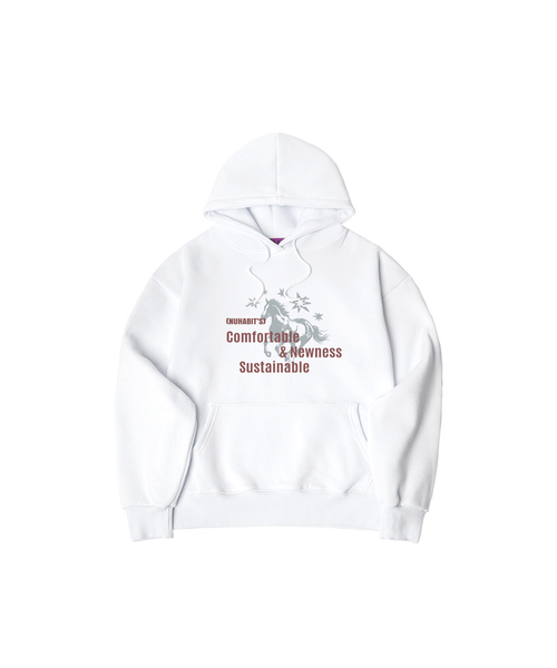 NUHABIT（ニューハビット）の「N/H NEWNESS オーバーサイズ 裏起毛 フードパーカー (GOH4-6NH1377)（パーカー・メンズ・ブラック/ホワイト/ネイビー/ライトグレー/チャコールグレー/アイボリー・MEDIUM/LARGE/X-LARGE）」の2枚目の写真