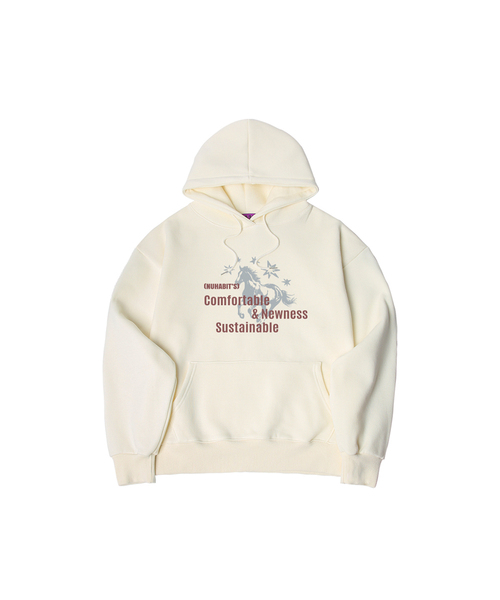 NUHABIT（ニューハビット）の「N/H NEWNESS オーバーサイズ 裏起毛 フードパーカー (GOH4-6NH1377)（パーカー・メンズ・ブラック/ホワイト/ネイビー/ライトグレー/チャコールグレー/アイボリー・MEDIUM/LARGE/X-LARGE）」の3枚目の写真
