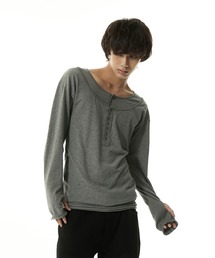 MUU STUDIO（ムースタジオ）の「【MUU STUDIO】 High-Gauge Layered Henley Neck Knit / ハイゲージレイヤードヘンリーネックニット（ニット/セーター）」