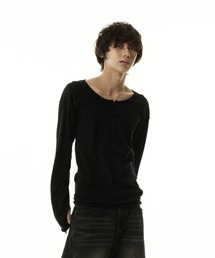 MUU STUDIO(���[�X�^�W�I)�́yMUU STUDIO�z High-Gauge Layered Henley Neck Knit / �n�C�Q�[�W���C���[�h�w�����[�l�b�N�j�b�g(�j�b�g/�Z�[�^�[)