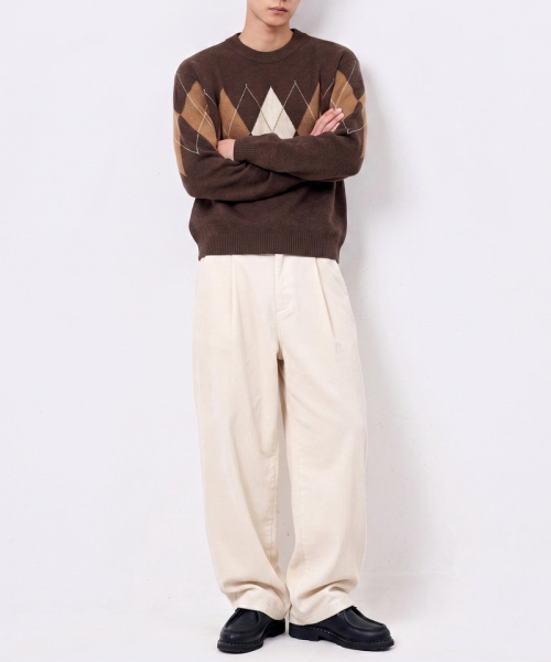 UNDEROFF(アンダーオフ)の「アーガイル クロップドニット ブラウン(ニット/セーター・レディース・ブラウン・MEDIUM/LARGE/X-LARGE)」の3枚目の写真