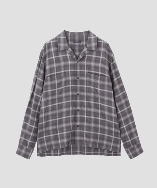 YLEVE(イレーヴ)の「YLEVE / BRUSHED RAYON CHECK OPEN/COLLAR SHIRT(シャツ/ブラウス・レディース・グレー系その他・1/0)」の1枚目の写真